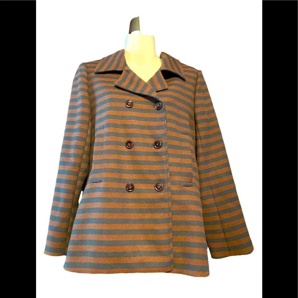 Zara Basic Double Breasted Jacket Striped - image 1